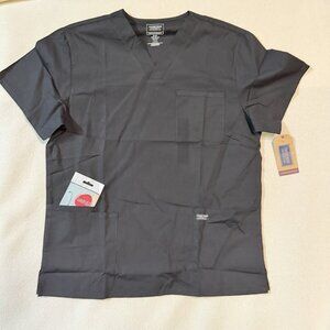Cherokee  Workwear Men’s Short Sleeve  Scrub Top With Pockets - Large - Black